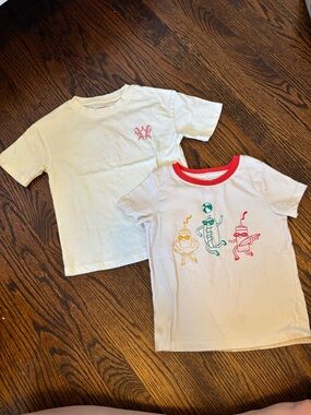 Cat & Jack White Graphic Tee with Red Trim and Multicolor Characters